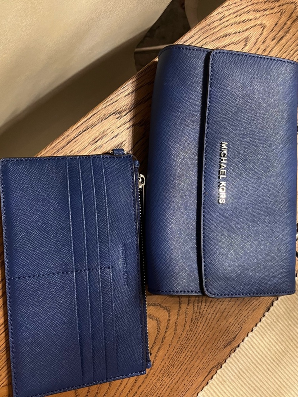 Michael Kors Navy Saffiano Card Holder and Wristlet Set